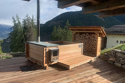 bain alpin chauffé au bois